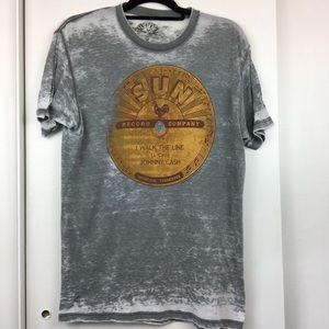 Johnny Cash Grey Burnout Walk the Line TShirt Sz M